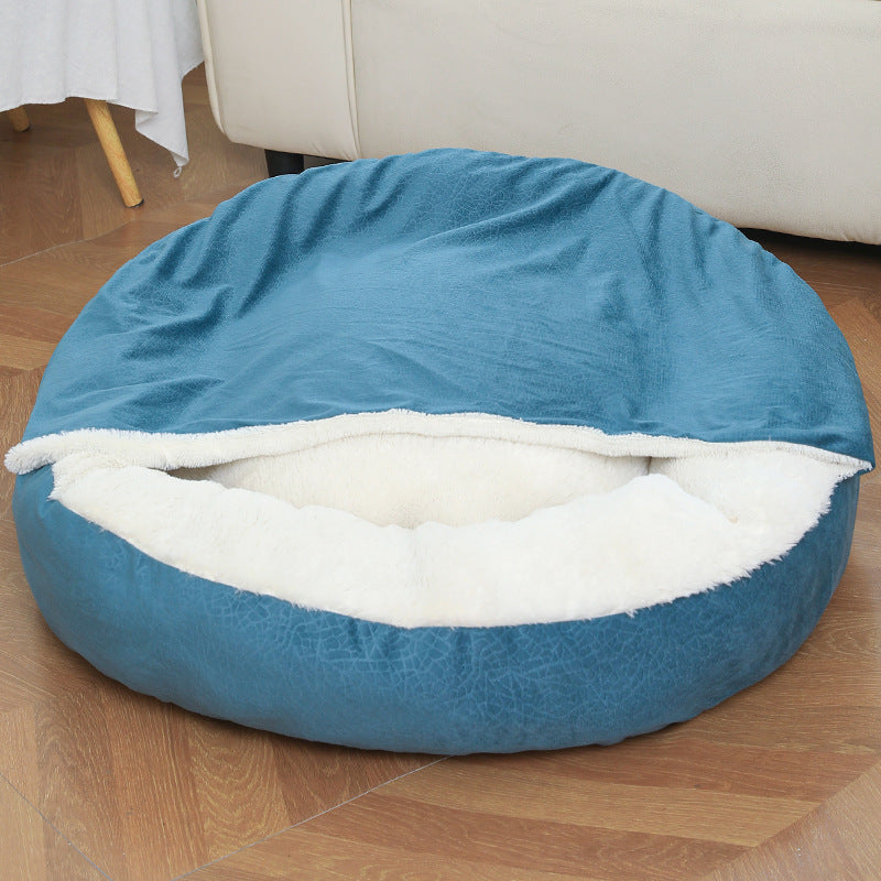 Calming Orthopedic Dog Bed with Hooded Blanket