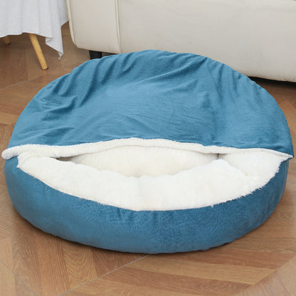 Calming Orthopedic Dog Bed with Hooded Blanket