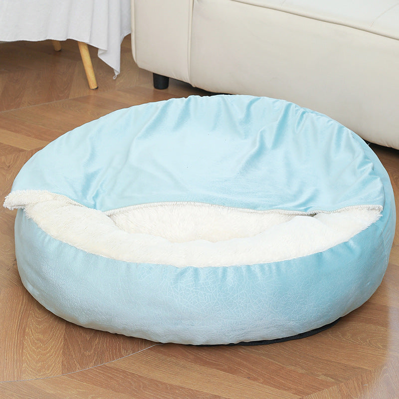 Calming Orthopedic Dog Bed with Hooded Blanket
