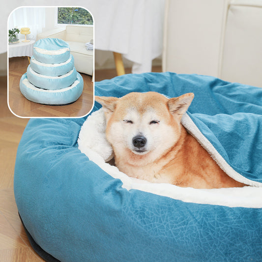 Calming Orthopedic Dog Bed with Hooded Blanket