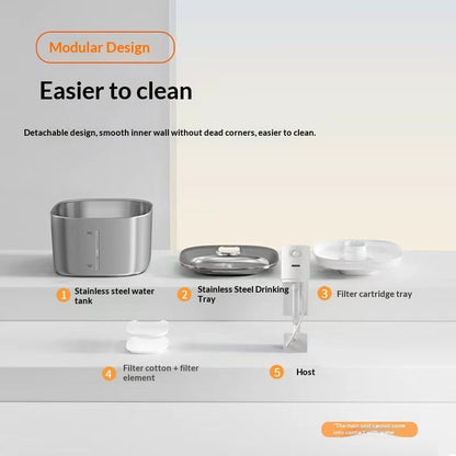 Automatic And Wireless Cat Water Fountain - Stainless Steel
