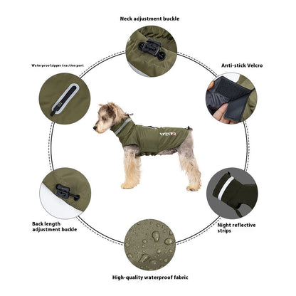 Waterproof Dog Raincoat with Reflective Trim